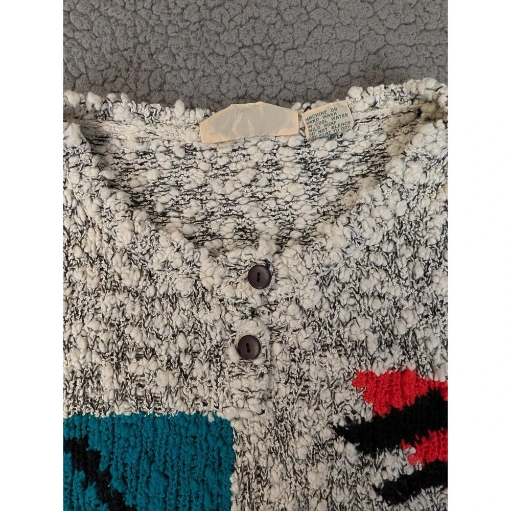 Vintage 80s Retro Knit Geometric Print Sweater Women's Large Sweaters By George